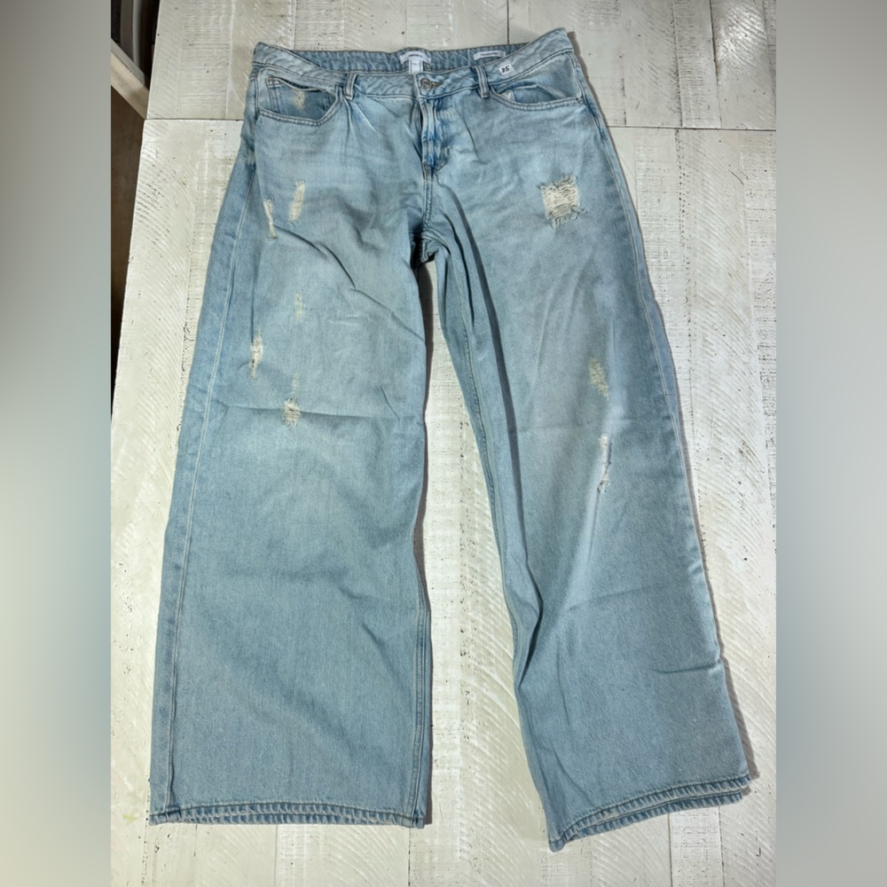 Forever 21 Light Blue Distressed Women's Wide Leg Jeans